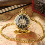 Reloj de bolsillo Double Hunter mecánico dorado
