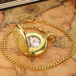 Reloj de bolsillo Double Hunter mecánico dorado