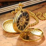 Reloj de bolsillo Double Hunter mecánico dorado