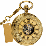 Reloj de bolsillo Double Hunter mecánico — Dorado