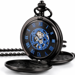 Reloj de bolsillo Double Hunter mecánico negro