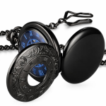 Reloj de bolsillo Double Hunter mecánico negro