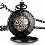 Reloj de bolsillo Double Hunter mecánico negro