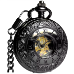 Reloj de bolsillo Double Hunter mecánico — Negro