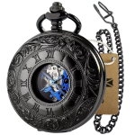 Reloj de bolsillo Double Hunter mecánico negro
