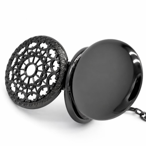 Reloj de bolsillo Double Hunter negro steampunk