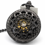 Reloj de bolsillo Double Hunter negro steampunk