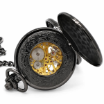 Reloj de bolsillo Double Hunter negro steampunk