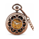 Reloj de bolsillo esqueleto automático con cadena