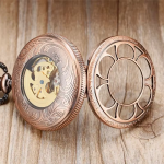 Reloj de bolsillo esqueleto automático con cadena