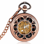 Reloj de bolsillo esqueleto automático con cadena