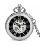 Reloj de bolsillo esqueleto con esfera negra calada