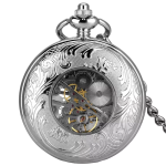 Reloj de bolsillo esqueleto con esfera negra calada