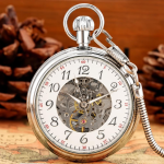 Reloj de bolsillo esqueleto con números arábigos