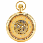 Reloj de bolsillo esqueleto con números arábigos — Dorado