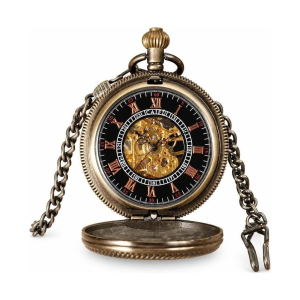 Reloj de bolsillo esqueleto con números romanos
