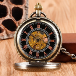 Reloj de bolsillo esqueleto con números romanos
