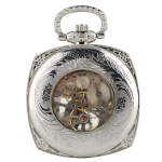 Reloj de bolsillo esqueleto cuadrado de cuerda manual