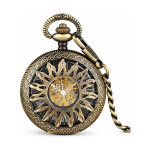 Reloj de bolsillo esqueleto de bronce con cadena
