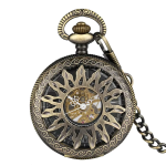 Reloj de bolsillo esqueleto de bronce con cadena