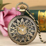 Reloj de bolsillo esqueleto de bronce con cadena