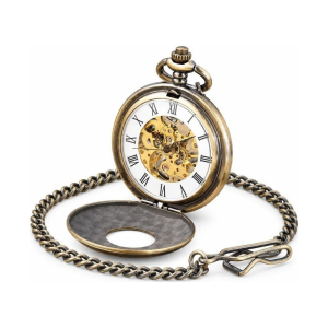 Reloj de bolsillo esqueleto de bronce de cuerda manual