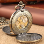 Reloj de bolsillo esqueleto de bronce de cuerda manual