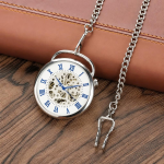 Reloj de bolsillo esqueleto de cuerda manual