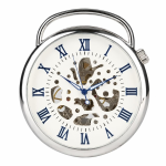 Reloj de bolsillo esqueleto de cuerda manual — Plateado