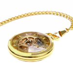 Reloj de bolsillo esqueleto dorado de cuerda manual