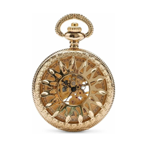 Reloj de bolsillo esqueleto dorado mecánico