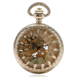 Reloj de bolsillo esqueleto dorado mecánico
