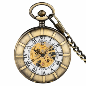 Reloj de bolsillo esqueleto double hunter con doble tapa