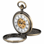 Reloj de bolsillo esqueleto double hunter con doble tapa