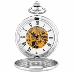 Reloj de bolsillo esqueleto grabado con números romanos
