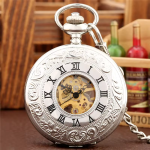 Reloj de bolsillo esqueleto grabado con números romanos