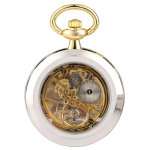 Reloj de bolsillo esqueleto mecánico con cadena