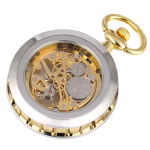 Reloj de bolsillo esqueleto mecánico con cadena