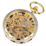 Reloj de bolsillo esqueleto mecánico con cadena