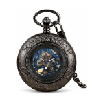 Reloj de bolsillo esqueleto mecánico con números romanos