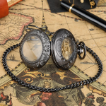 Reloj de bolsillo esqueleto mecánico con números romanos