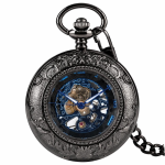 Reloj de bolsillo esqueleto mecánico con números romanos