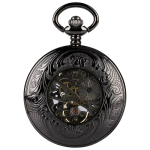 Reloj de bolsillo esqueleto mecánico con números romanos
