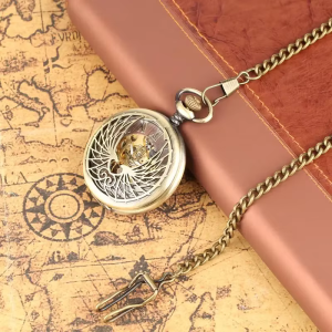 Reloj de bolsillo esqueleto mecánico de aleación