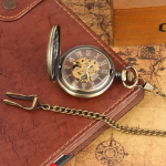 Reloj de bolsillo esqueleto mecánico de aleación