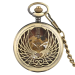 Reloj de bolsillo esqueleto mecánico de aleación — Dorado antiguo