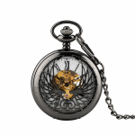 Reloj de bolsillo esqueleto mecánico de aleación — Negro metalizado