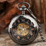 Reloj de bolsillo esqueleto mecánico de cuerda manual