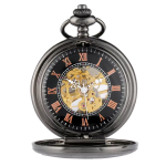 Reloj de bolsillo esqueleto mecánico de cuerda manual