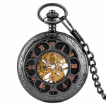 Reloj de bolsillo esqueleto mecánico de cuerda manual